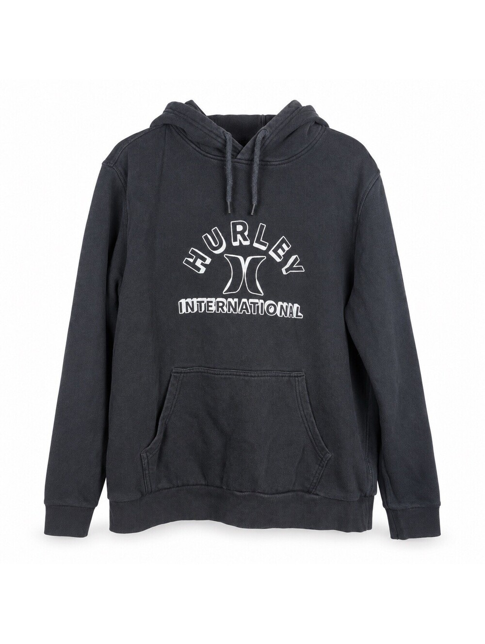 Hurley International Mens L Faded Black Pullover Hoodie Sweatshirt Logo